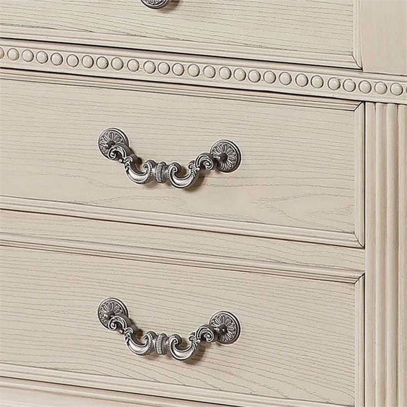 3pc king bedroom set- antique white wood- 2 nightstands