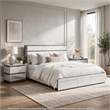 3pc King Bedroom Set- White- Metallic Gray Wood- 2 Nightstands