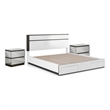 3pc King Bedroom Set- White- Metallic Gray Wood- 2 Nightstands