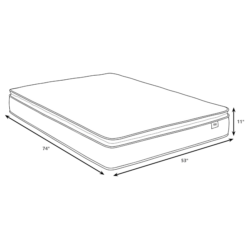 Ayes Hybrid Full Mattress- Pillow Top- Quilted Tencel Cover- White 11 Inch