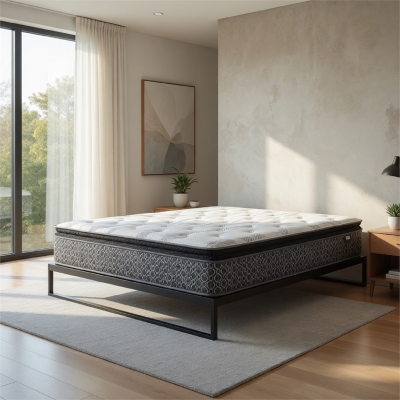 Ayes Hybrid Full Mattress- Pillow Top- Quilted Tencel Cover- White 11 Inch