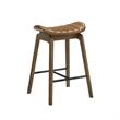 Amal Counter Height Stool Set of 2- Saddle Faux Leather Seat- Walnut Brown