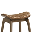 Amal Counter Height Stool Set of 2- Saddle Faux Leather Seat- Walnut Brown