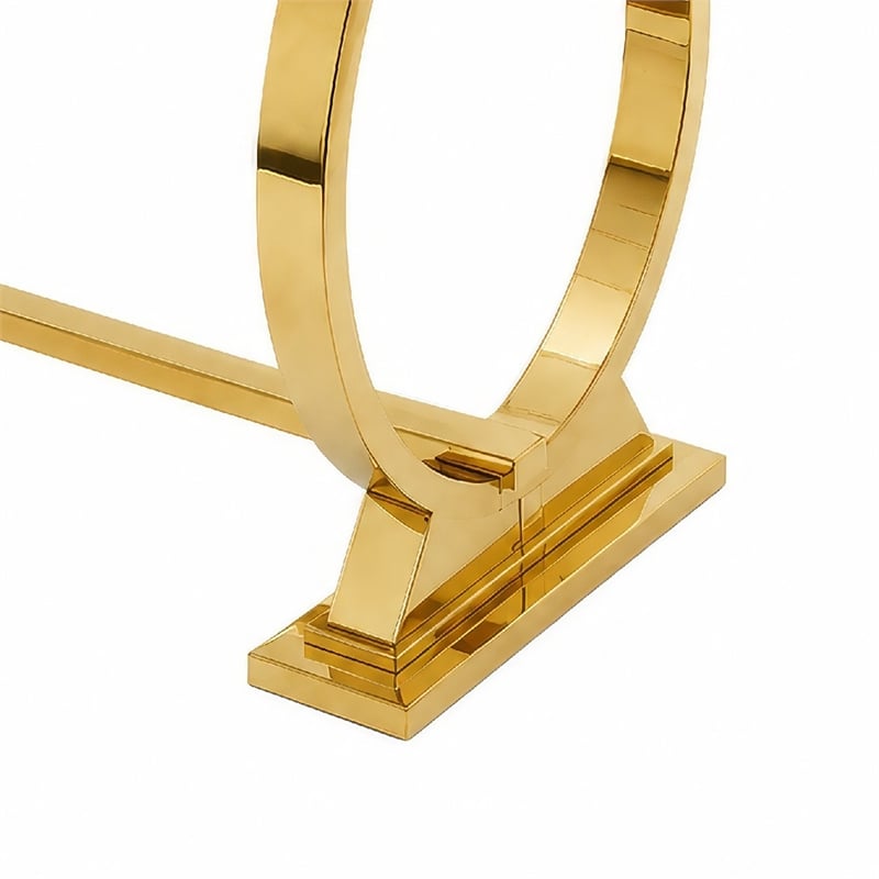 Hols Dining Table- Gold Banding on White Top- O-Shaped Steel Legs 60 Inch