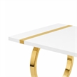 Hols Dining Table- Gold Banding on White Top- O-Shaped Steel Legs 60 Inch