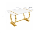 Hols Dining Table- Gold Banding on White Top- O-Shaped Steel Legs 60 Inch