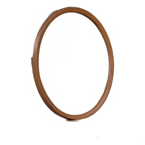 Urne Dresser Mirror- Framed Design- Walnut Brown Wood- 36 Inch Round