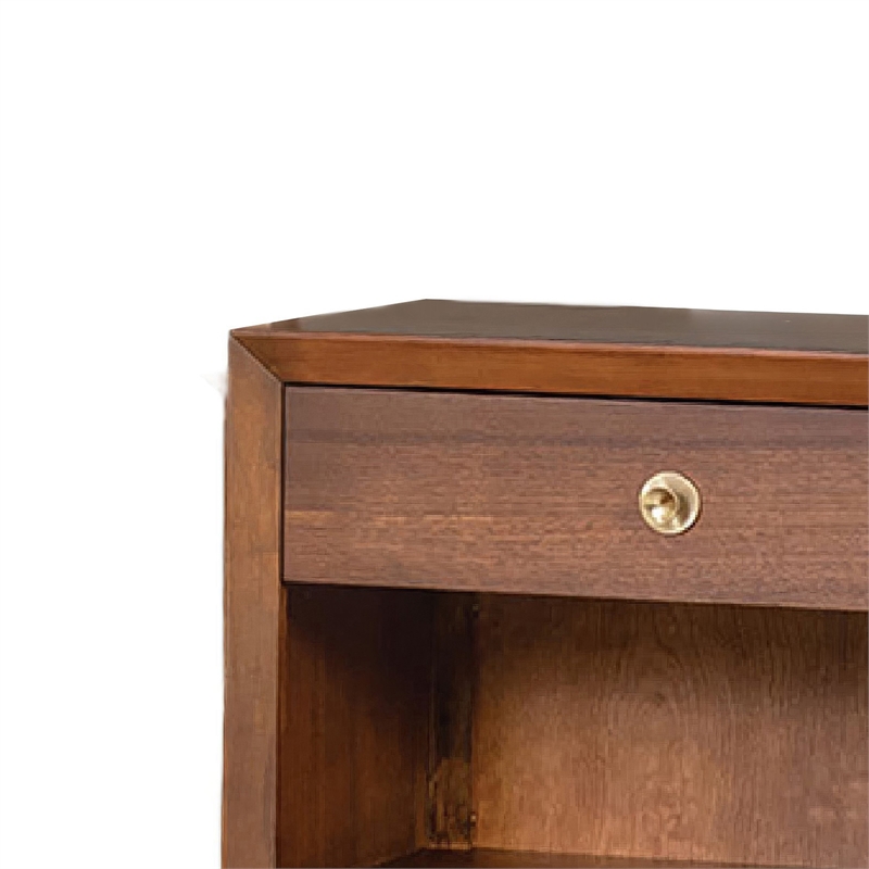 Urne Nightstand- 1 Drawer with Shelf- USB Port and LED- Walnut Brown