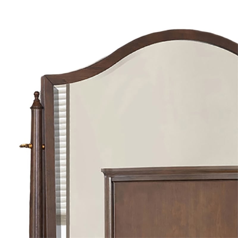 Raam Arched Dresser Mirror- 3 Drawers- Tiltable- 40x54 Dark Cherry Brown