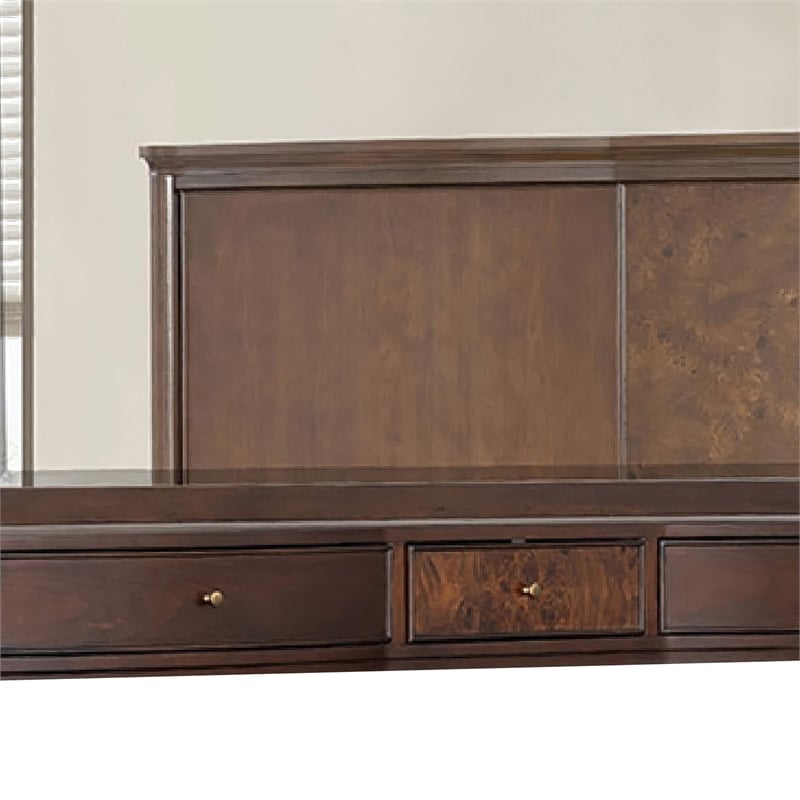 Raam Arched Dresser Mirror- 3 Drawers- Tiltable- 40x54 Dark Cherry Brown