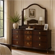 Raam Arched Dresser Mirror- 3 Drawers- Tiltable- 40x54 Dark Cherry Brown