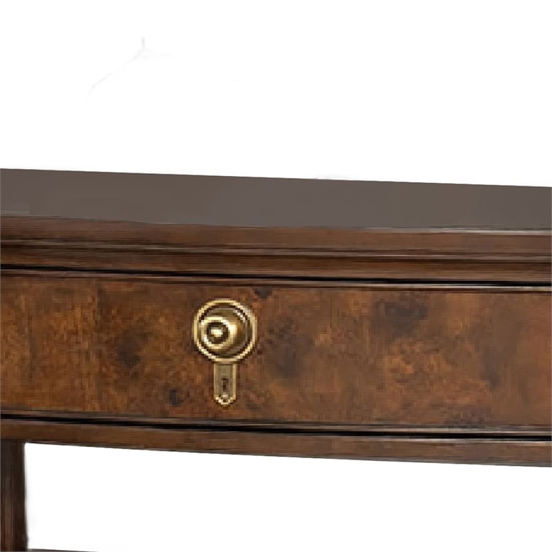 Raam Nightstand- 2 Drawers- 1 Shelf- Gold Capped Legs- Dark Cherry Brown