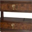 Raam Nightstand- 2 Drawers- 1 Shelf- Gold Capped Legs- Dark Cherry Brown
