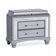Gala Nightstand- 2 Drawers- Felt-Lined- Crystal Trim w LED- Glam Gray
