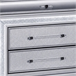 Gala Nightstand- 2 Drawers- Felt-Lined- Crystal Trim w LED- Glam Gray