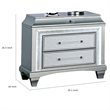 Gala Nightstand- 2 Drawers- Felt-Lined- Crystal Trim w LED- Glam Gray