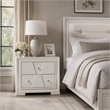 Hezi Bedside Nightstand- 2 Drawer- White Zig Zag Front- Acrylic Knobs