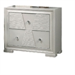 Hezi Bedside Nightstand- 2 Drawer- White Zig Zag Front- Acrylic Knobs