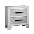 Feza Nightstand- 2 Drawers with Faux Marble Inset- Black Pulls- White