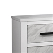Feza Nightstand- 2 Drawers with Faux Marble Inset- Black Pulls- White