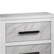 Feza Nightstand- 2 Drawers with Faux Marble Inset- Black Pulls- White