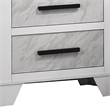 Feza Nightstand- 2 Drawers with Faux Marble Inset- Black Pulls- White