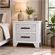 Feza Nightstand- 2 Drawers with Faux Marble Inset- Black Pulls- White