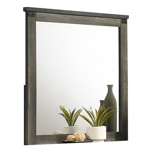 Bry Dresser Mirror- Crown Molded Top- 38x40 Rustic Gray Frame