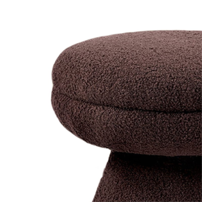 Xyna Mushroom-shaped Ottoman Stool with Pedestal Base- Brown Fabric