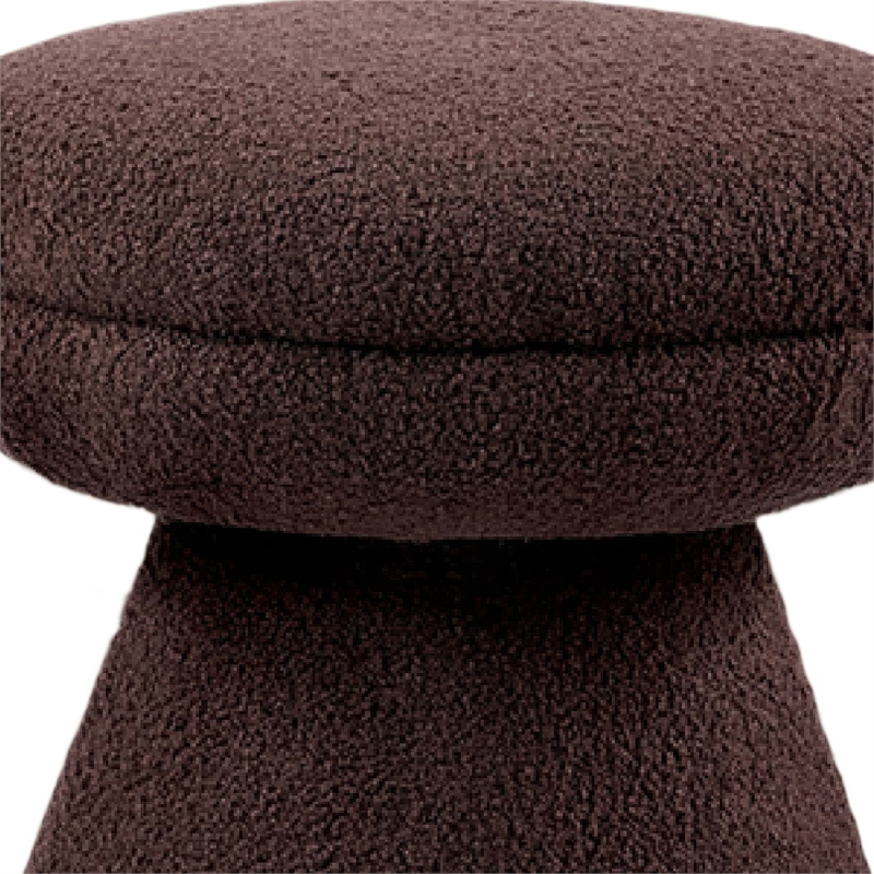 Xyna Mushroom-shaped Ottoman Stool with Pedestal Base- Brown Fabric
