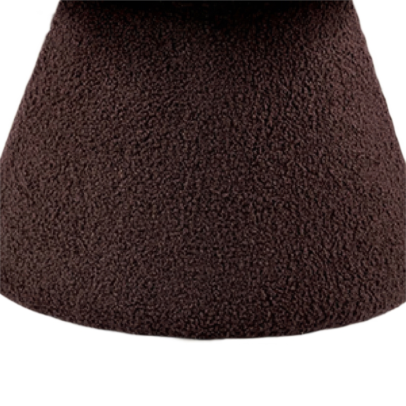 Xyna Mushroom-shaped Ottoman Stool with Pedestal Base- Brown Fabric