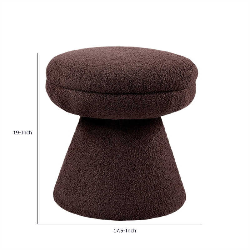 Xyna Mushroom-shaped Ottoman Stool with Pedestal Base- Brown Fabric