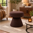 Xyna Mushroom-shaped Ottoman Stool with Pedestal Base- Brown Fabric