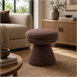Xyna Mushroom-shaped Ottoman Stool with Pedestal Base- Brown Fabric