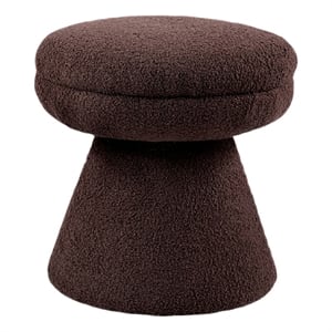 Xyna Mushroom-shaped Ottoman Stool with Pedestal Base- Brown Fabric