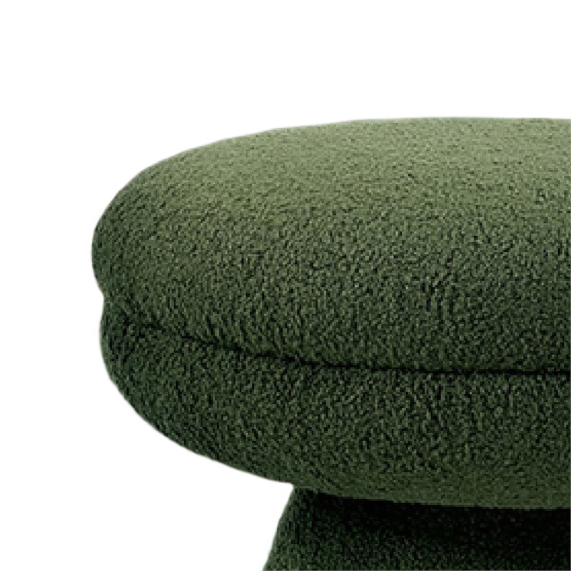 Xyna Mushroom-shaped Ottoman Stool with Pedestal Base- Green Fabric