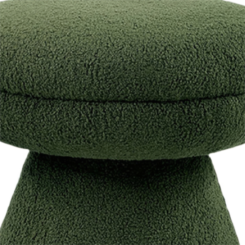 Xyna Mushroom-shaped Ottoman Stool with Pedestal Base- Green Fabric
