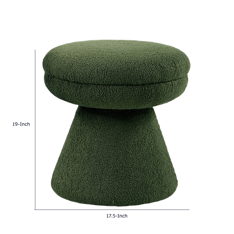 Xyna Mushroom-shaped Ottoman Stool with Pedestal Base- Green Fabric