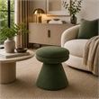 Xyna Mushroom-shaped Ottoman Stool with Pedestal Base- Green Fabric