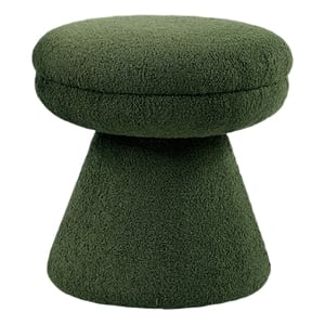 Xyna Mushroom-shaped Ottoman Stool with Pedestal Base- Green Fabric
