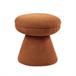 Xyna Mushroom-shaped Ottoman Stool- Pedestal Base- Saddle Brown Fabric