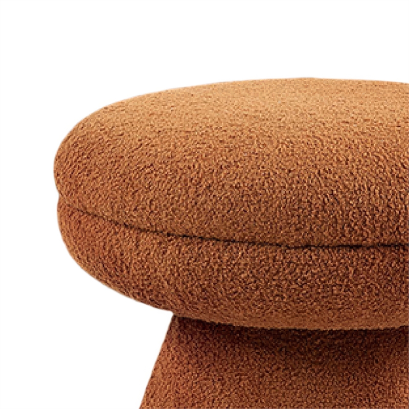Xyna Mushroom-shaped Ottoman Stool- Pedestal Base- Saddle Brown Fabric