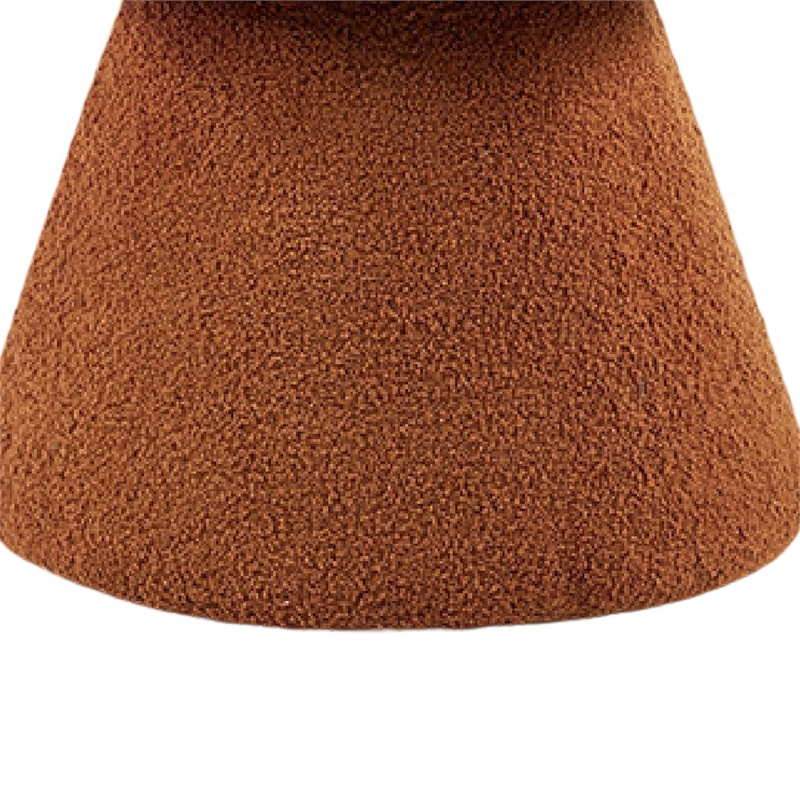 Xyna Mushroom-shaped Ottoman Stool- Pedestal Base- Saddle Brown Fabric
