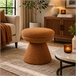 Xyna Mushroom-shaped Ottoman Stool- Pedestal Base- Saddle Brown Fabric