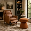 Xyna Mushroom-shaped Ottoman Stool- Pedestal Base- Saddle Brown Fabric