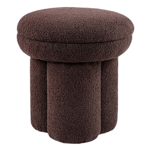 Ian Ottoman Stool- Mushroom-like Design- Pedestal Base- Brown Fabric