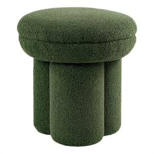 Ian Ottoman Stool- Mushroom-like Design- Pedestal Base- Green Fabric