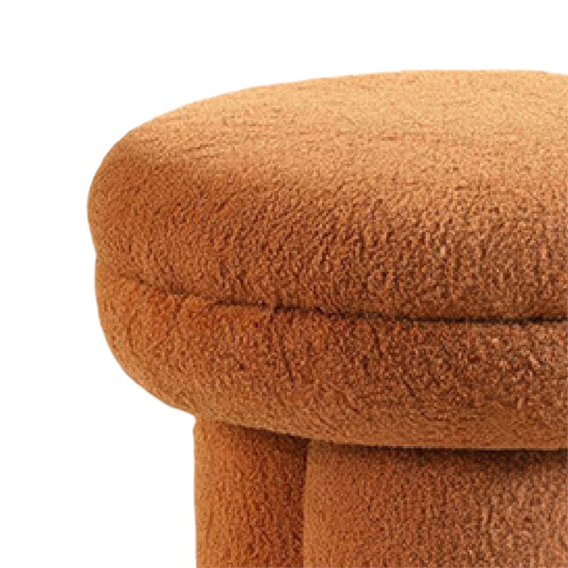 Ian Ottoman Stool- Mushroom-like Design- Pedestal Base- Brown Fabric