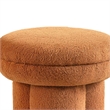 Ian Ottoman Stool- Mushroom-like Design- Pedestal Base- Brown Fabric