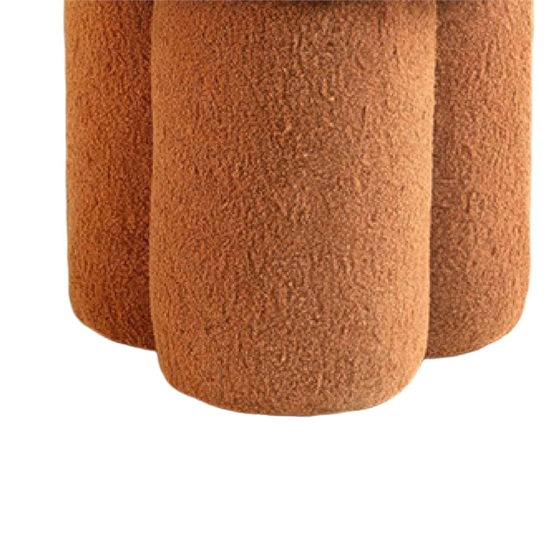 Ian Ottoman Stool- Mushroom-like Design- Pedestal Base- Brown Fabric